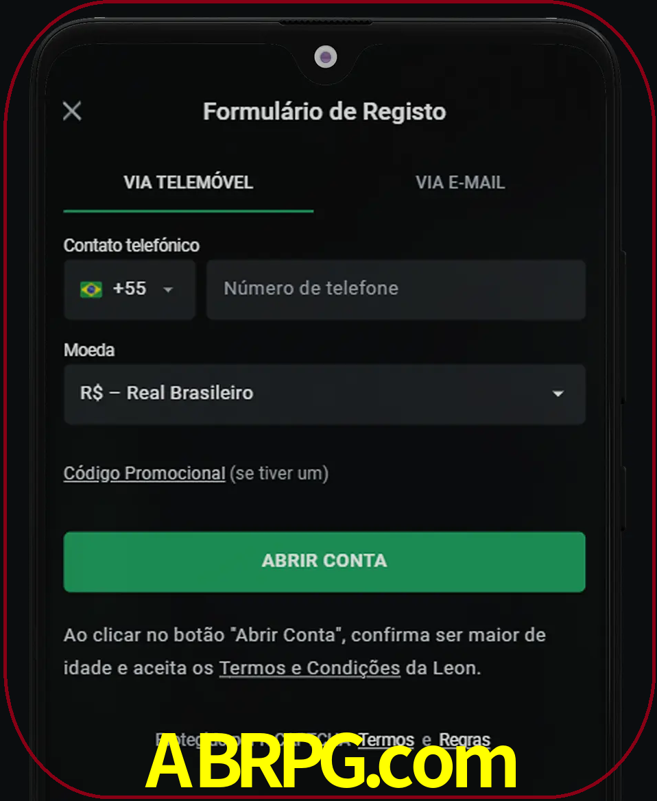 Abra o aplicativo e inicie o processo de registro.